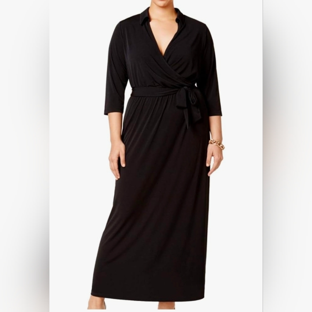 Stylish Black Wrap Dress2X